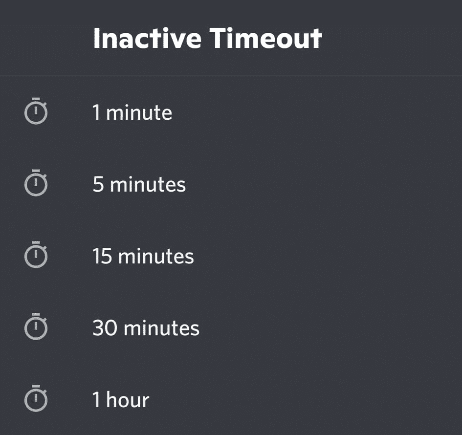 Inactive Timeout Mobile