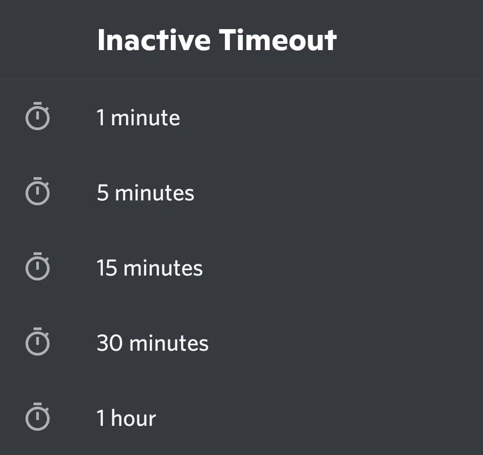 Inactive Timeout Mobile