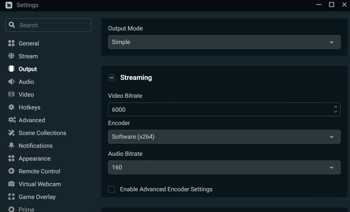 Output Mode Simple