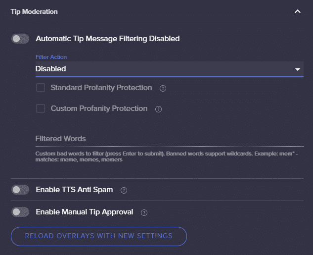 Tipping Settings