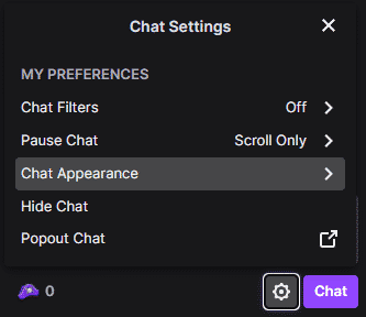 Chat appearance