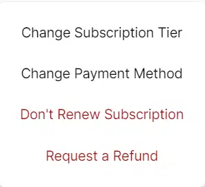Click on the cogwheel of the subscription you want to cancel