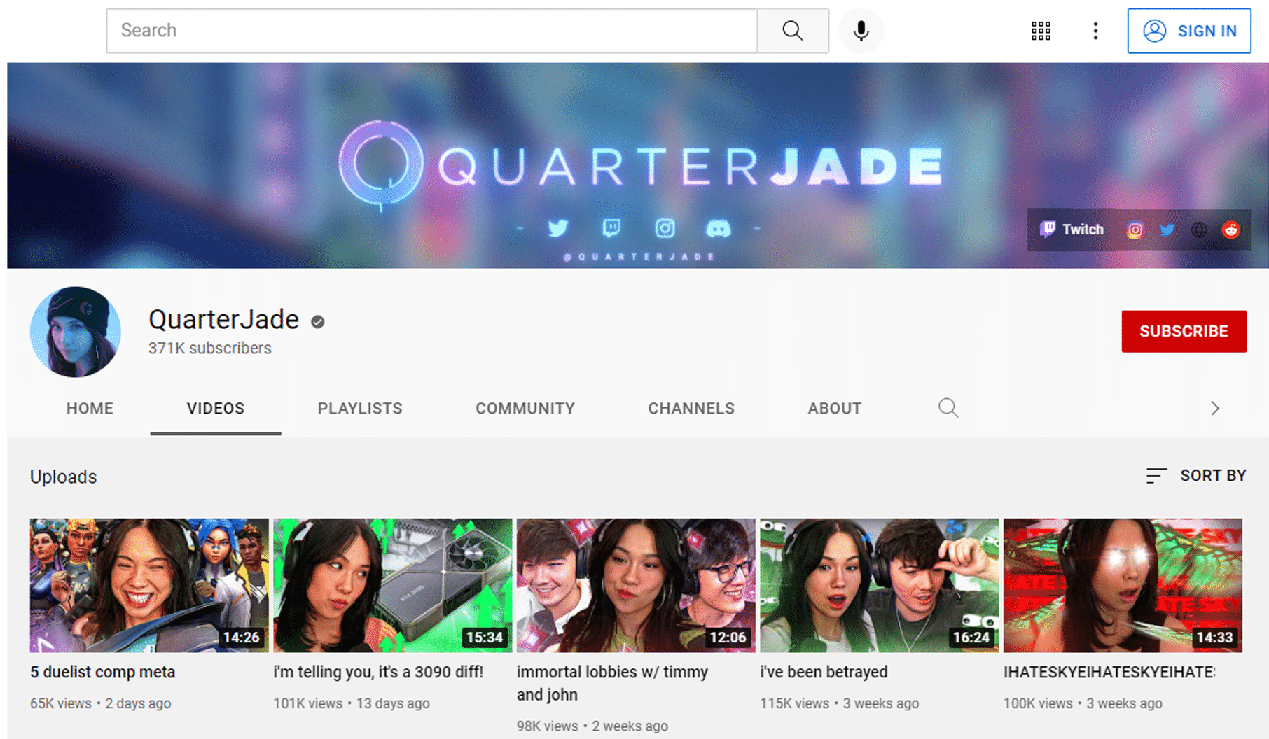 QuarterJade YouTube Channel | YouTube.com
