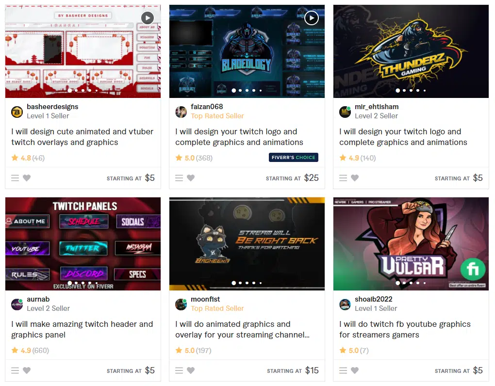 sell twitch graphics using fiverr