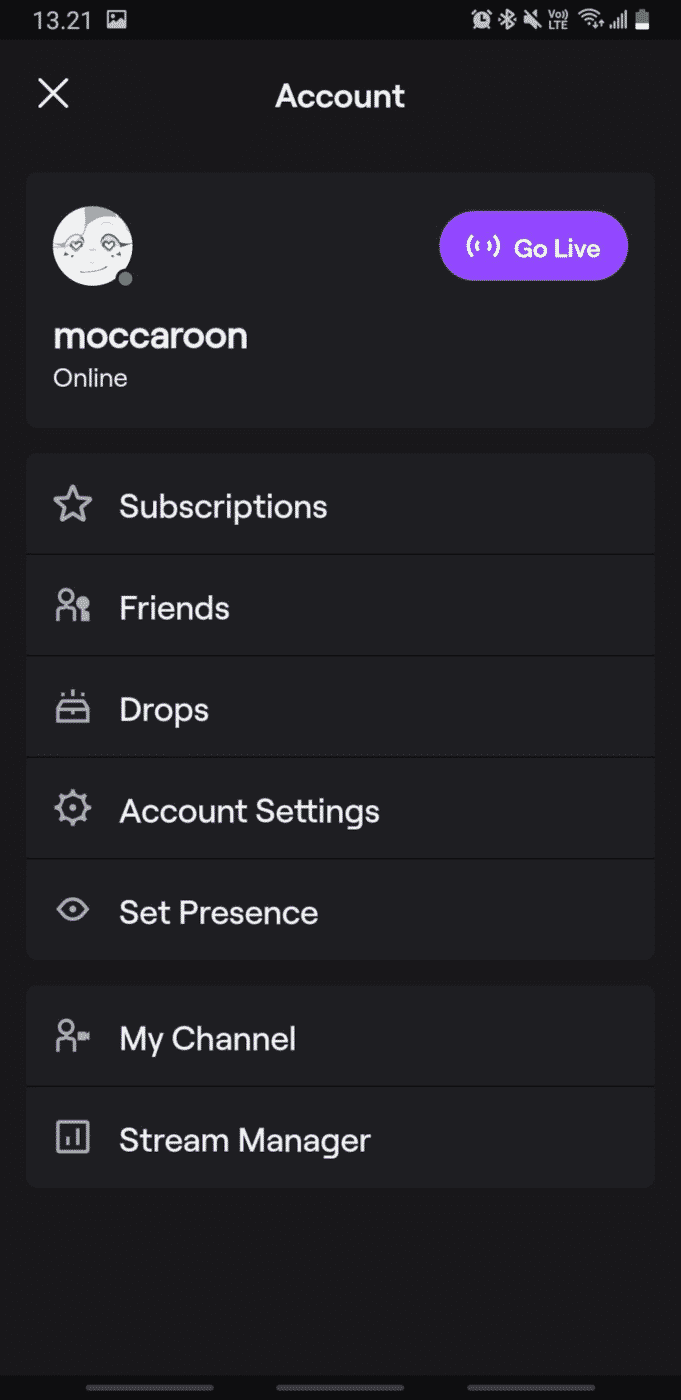 twitch account settings mobile app
