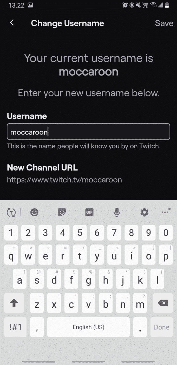 twitch edit username on mobile app