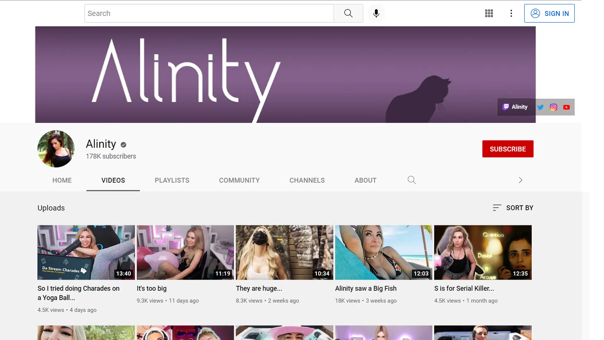 Alinity YouTube Channel | YouTube.com