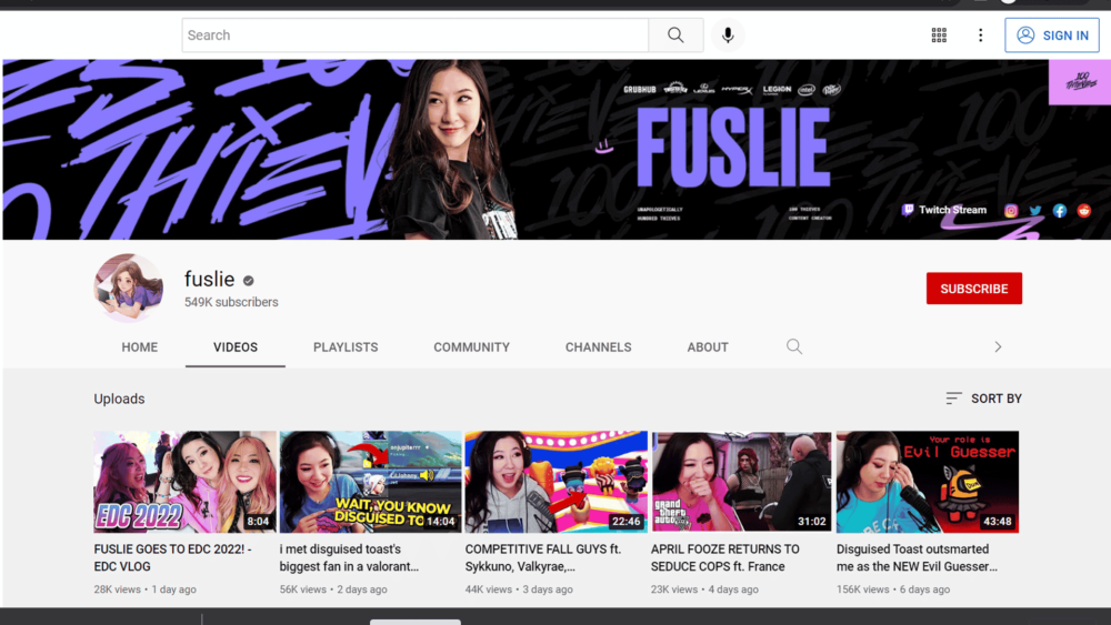 Fuslie's YouTube Channel | YouTube.com