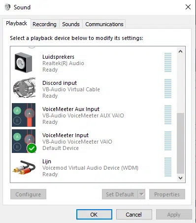 Sound control panel