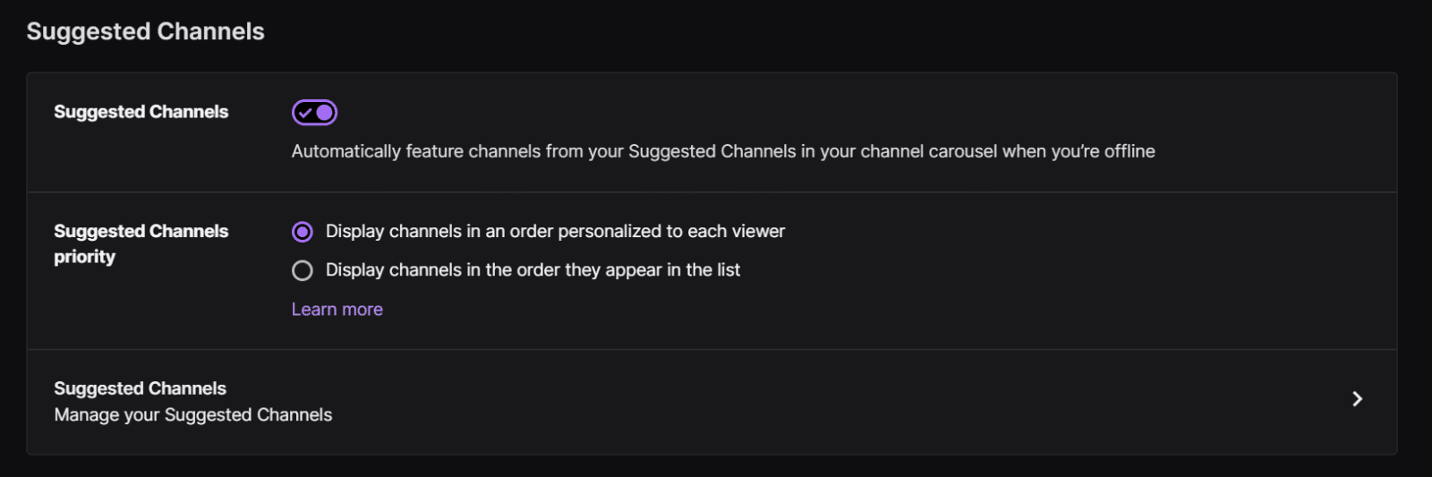 suggested channels