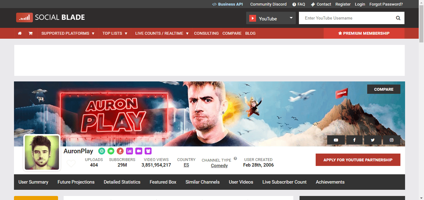 AuronPlay Primary YouTube Channel Statistics and Earnings Social Blade