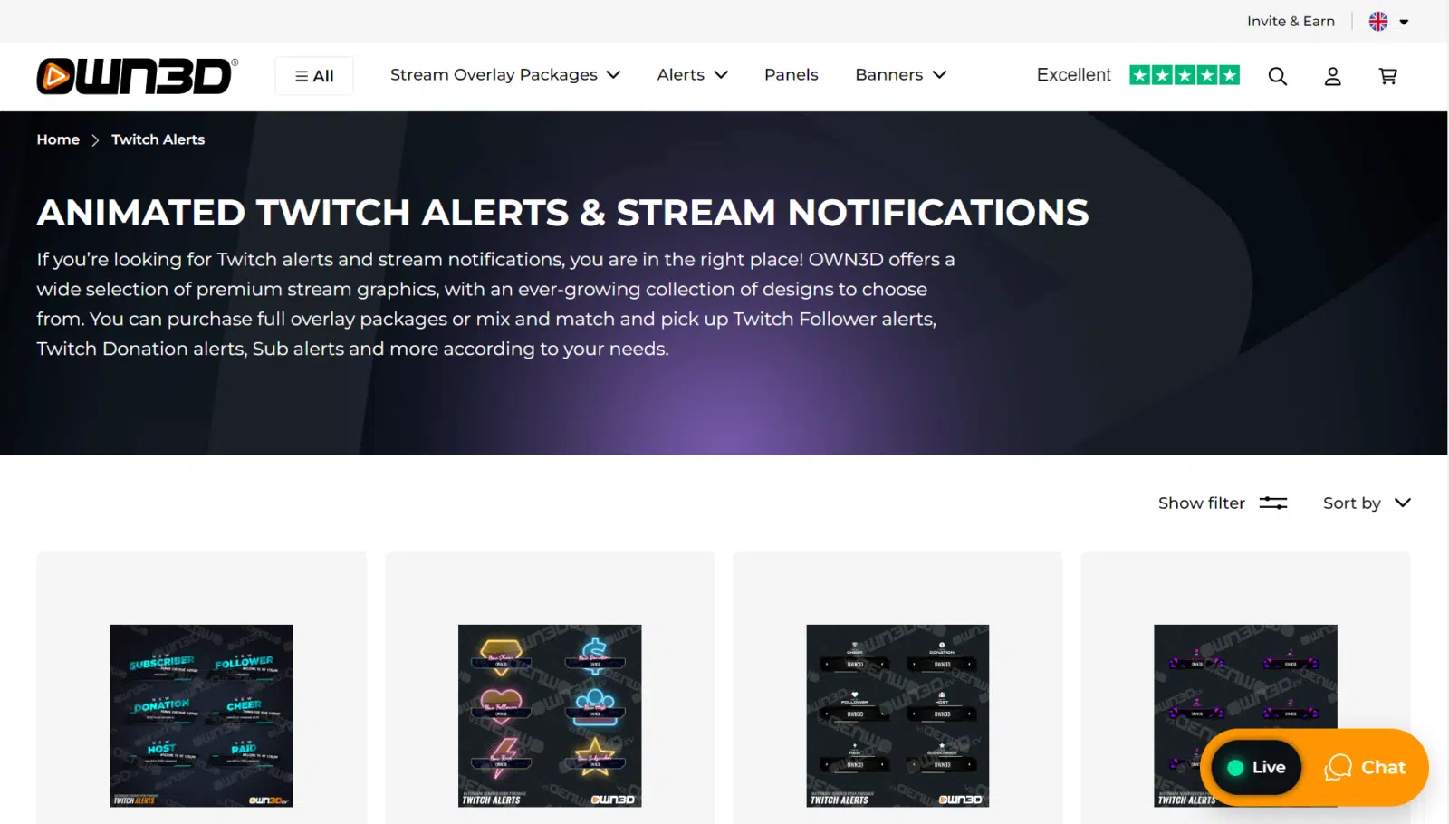Own3d Twitch Alerts Page
