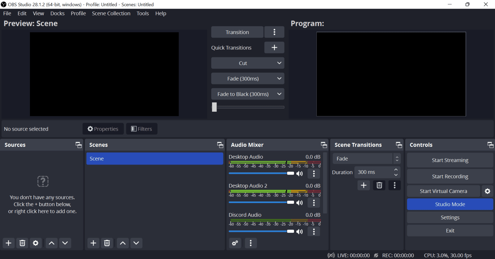 OBS Studio user interface