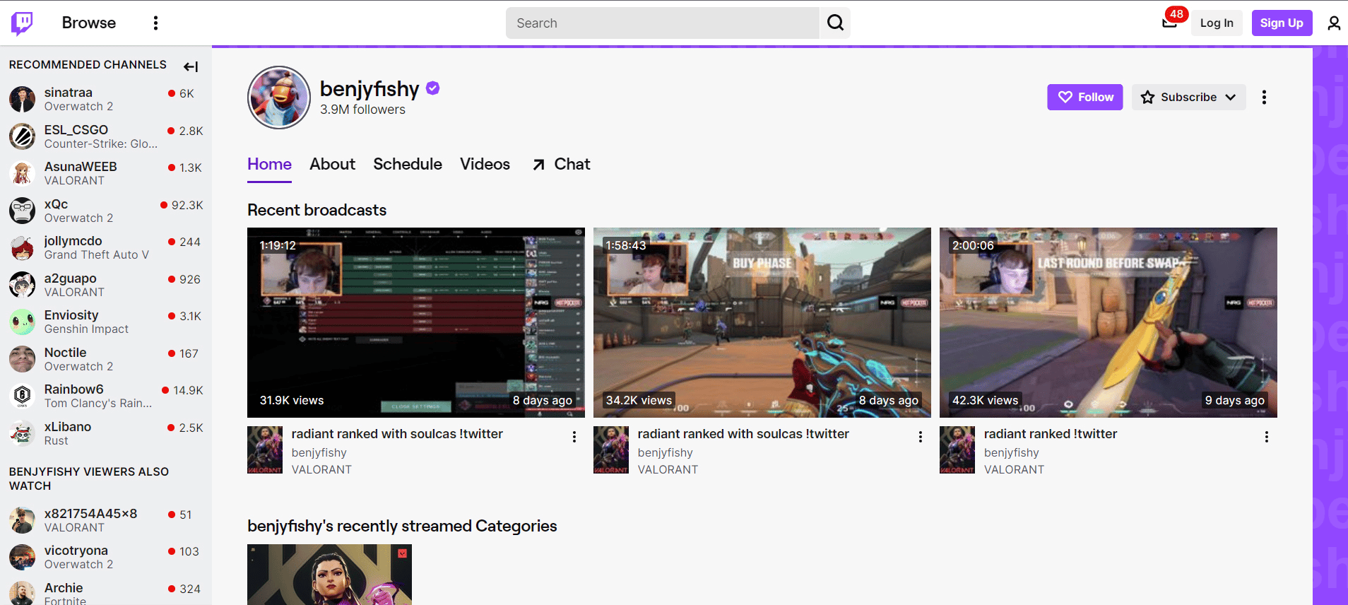 Benjyfishy Twitch Channel