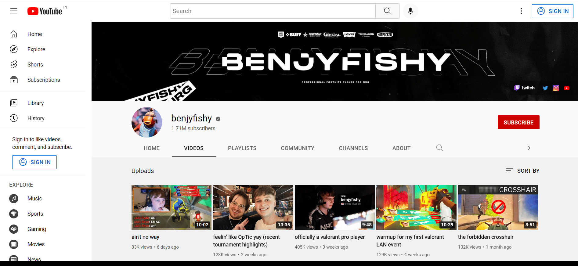 Benjyfishy's YouTube Channel