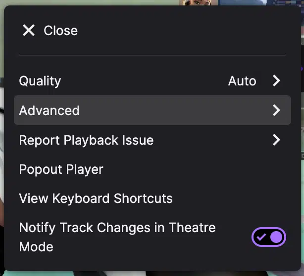 advanced settings on Twitch