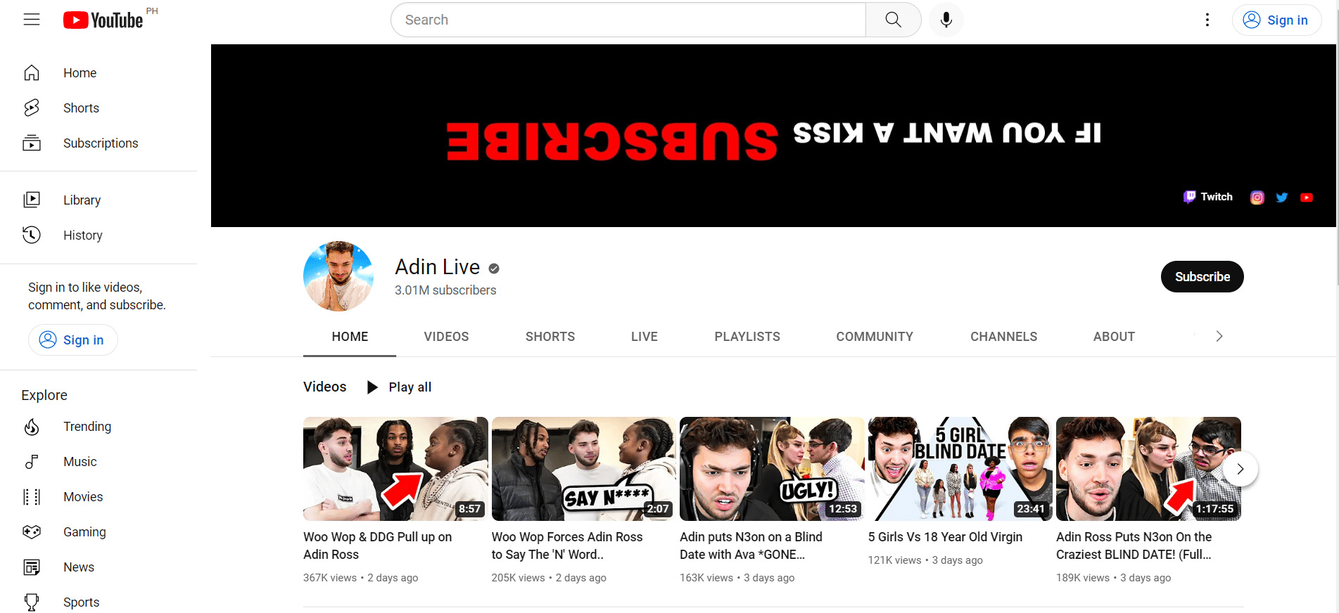 AdinRoss YouTube Channel | YouTube.com