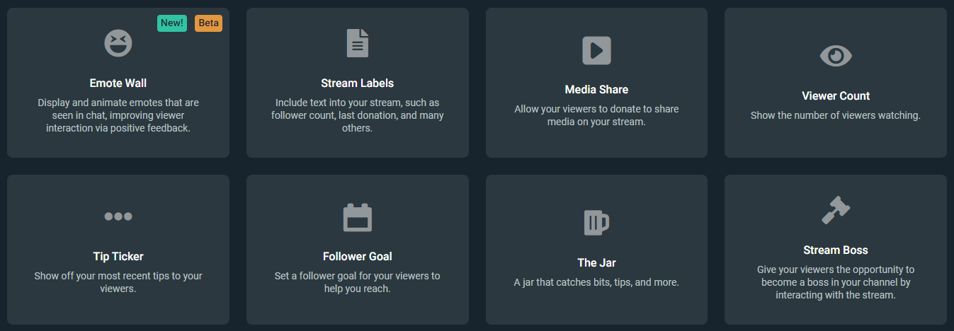 streamlabs widget options