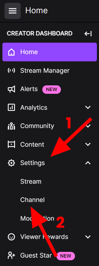 settings and channel