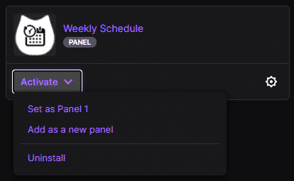 weekly schedule on Twitch