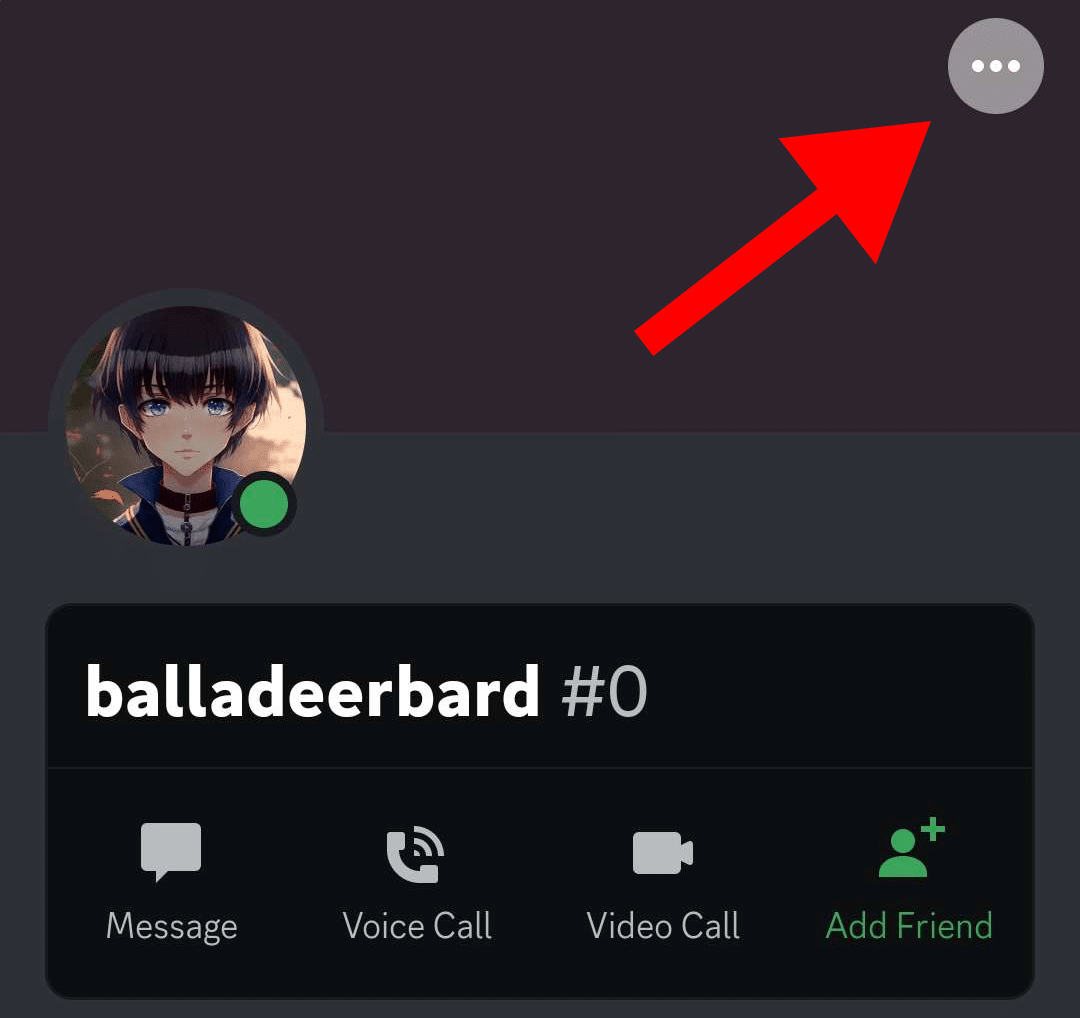how to block someone on discord - click the three dot icon